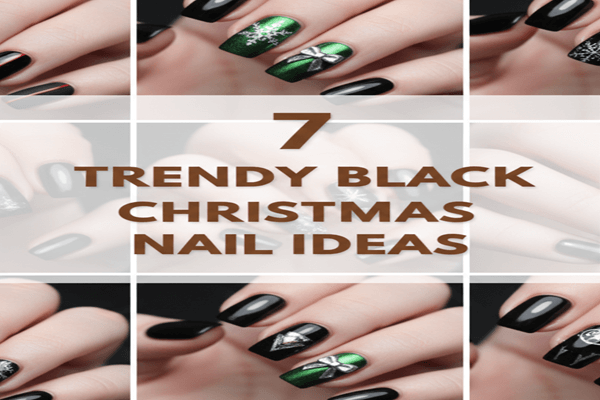 7 Trendy Black Christmas Nails