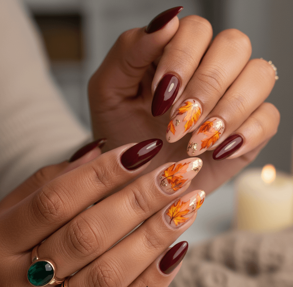 Fall in Love with Autumn Maple Leaf Nails