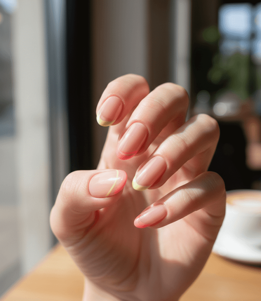 Soft Neon French Tips for Effortless Style