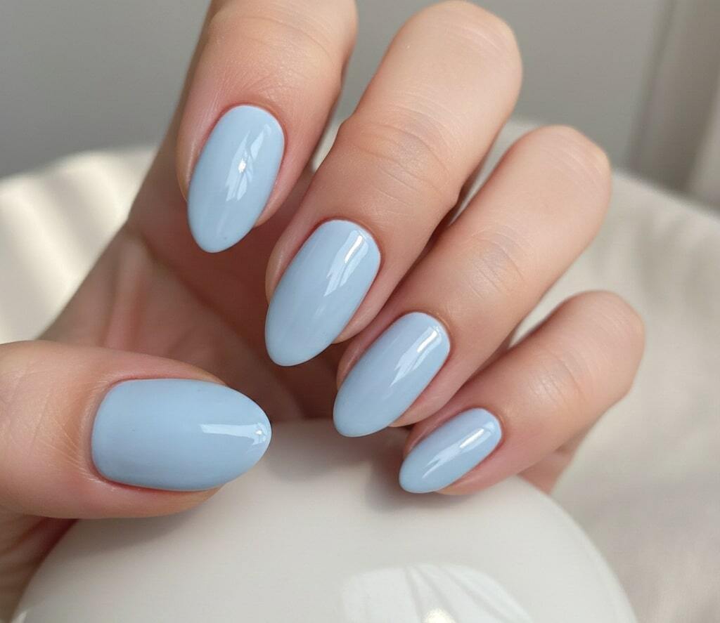 Baby Blue Gloss Nails