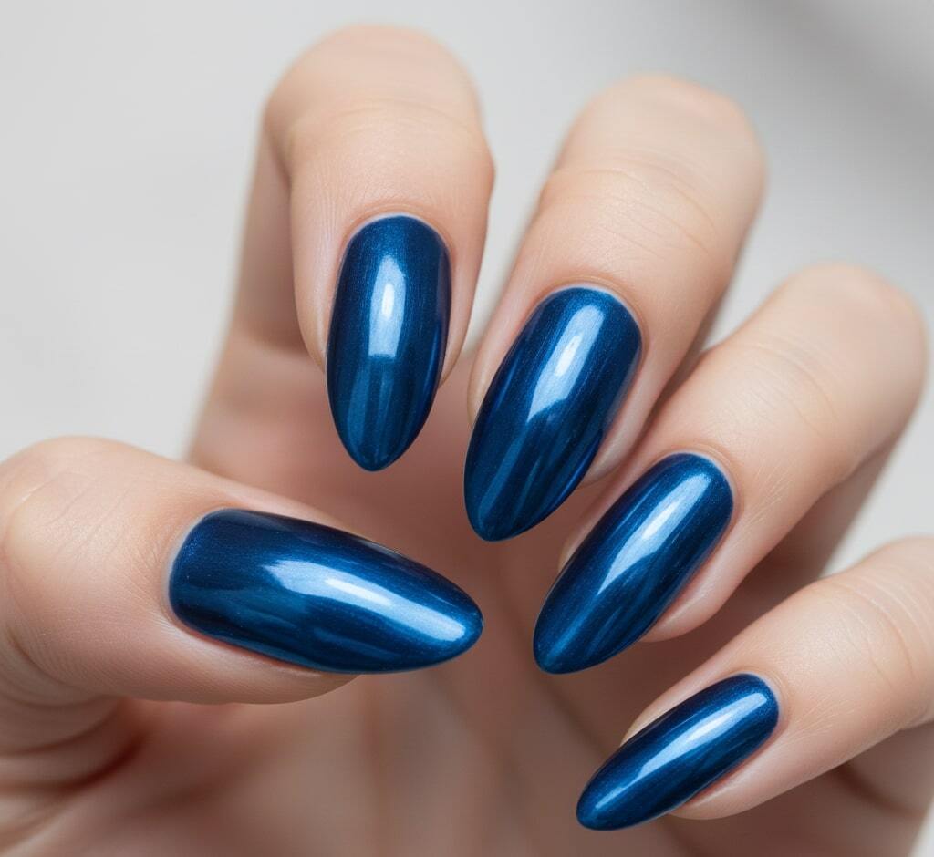 Blue Metallic Nails