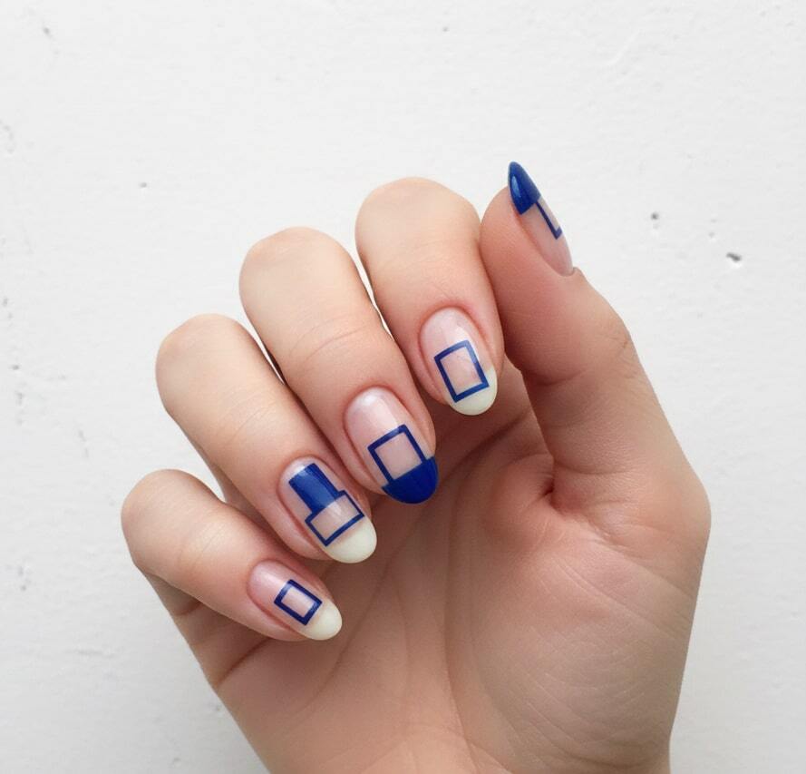 Blue Negative Space Nails