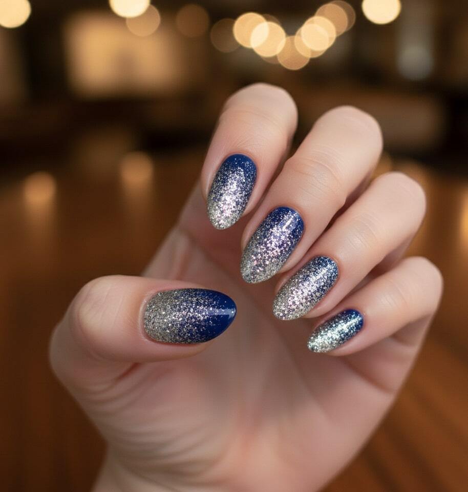 Blue and Silver Glitter Fade