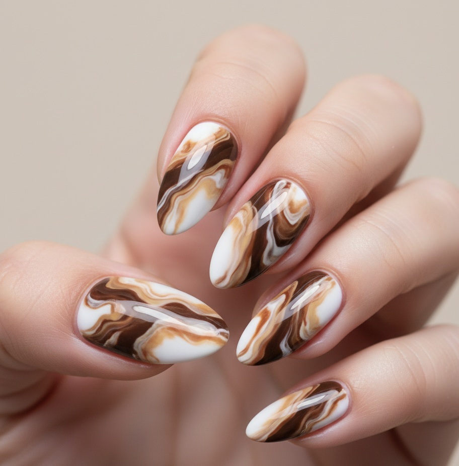 Brown Marble Nails