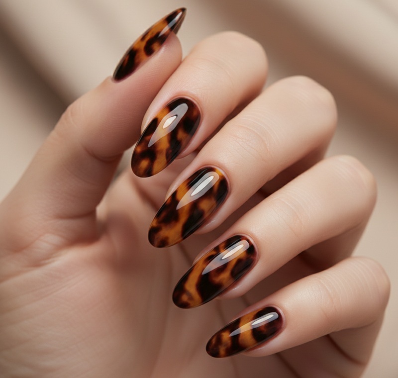 Brown Tortoiseshell Nails