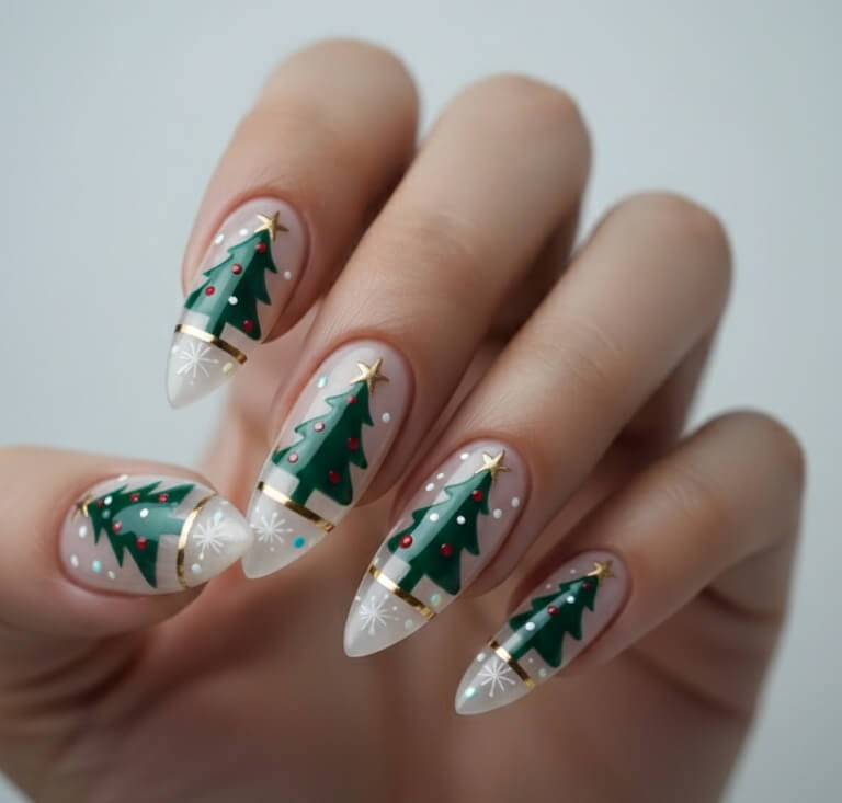 Classic Christmas Tree French Tips – Festive, Cute & Perfect for the Holidays