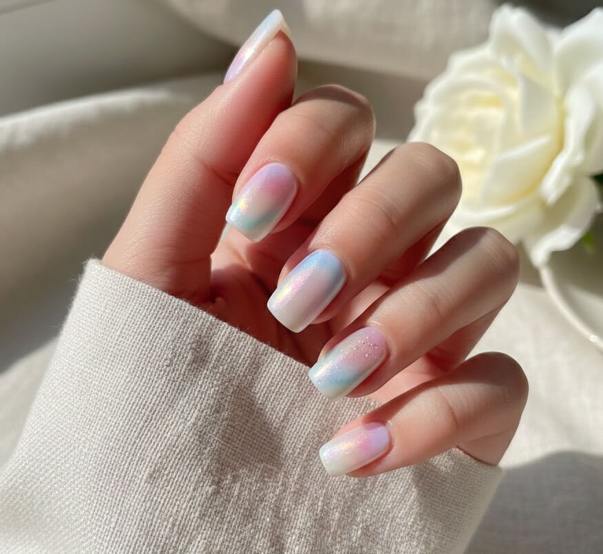 Classic Milky White Nails