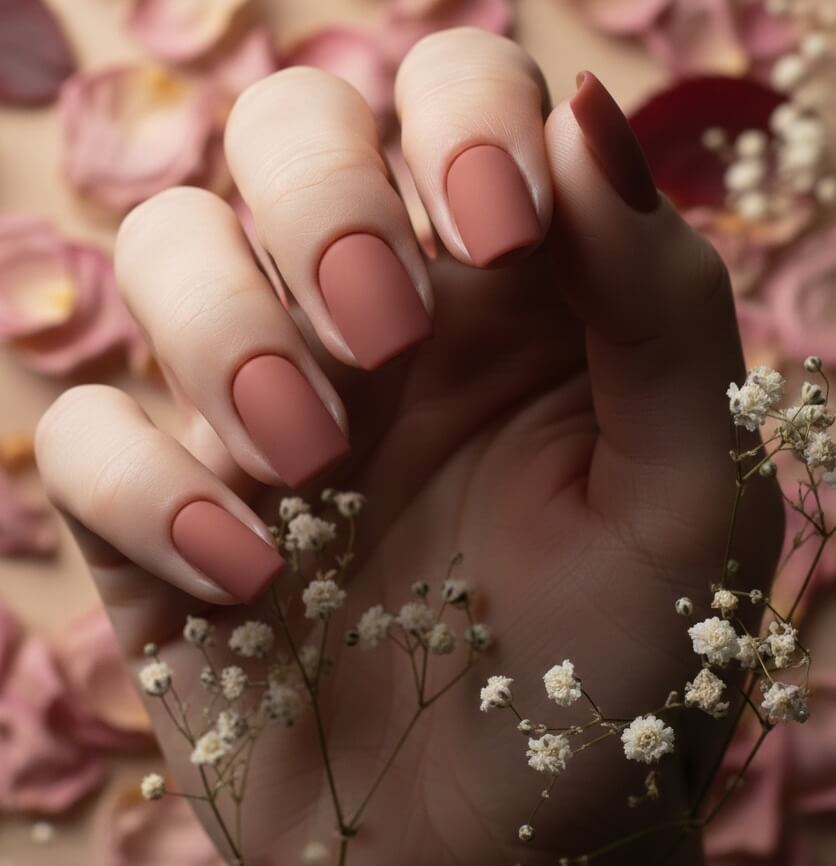 Dusty Rose Matte Nails
