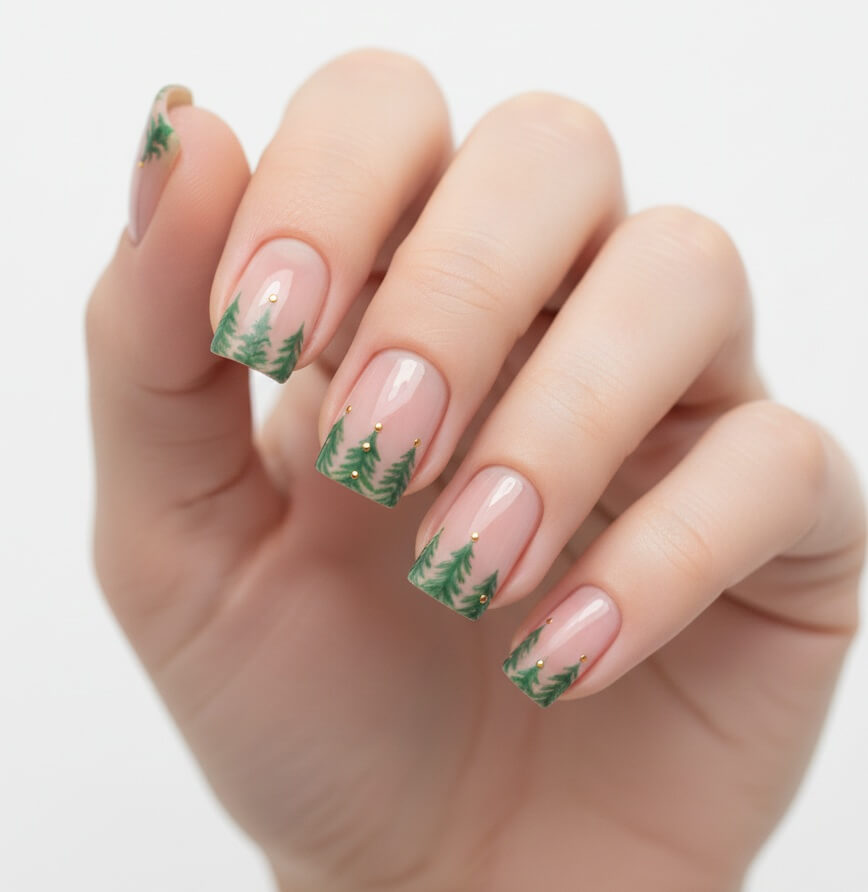 Evergreen Tree Nail Tips
