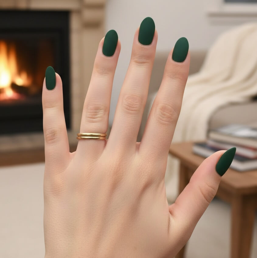 Forest Green Matte Nails