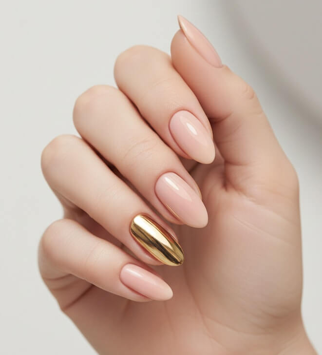 Gold Chrome Accent Nail