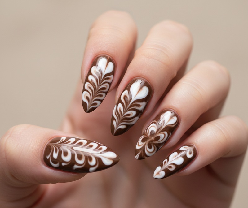 Latte Swirl Nails