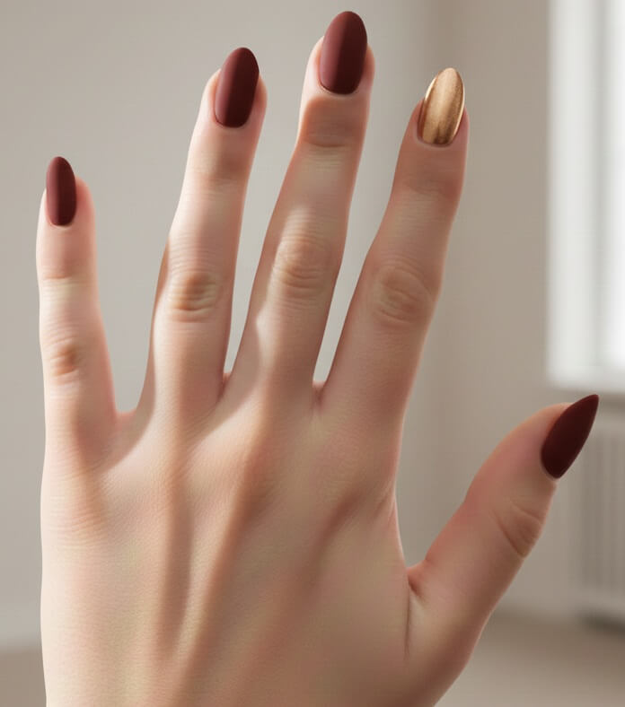 Matte Burgundy Wine Nails