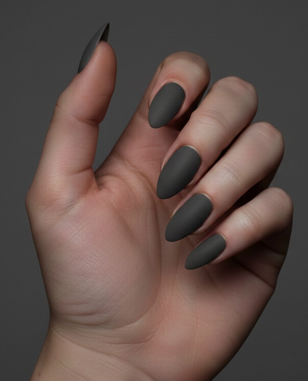 Matte Charcoal Nails