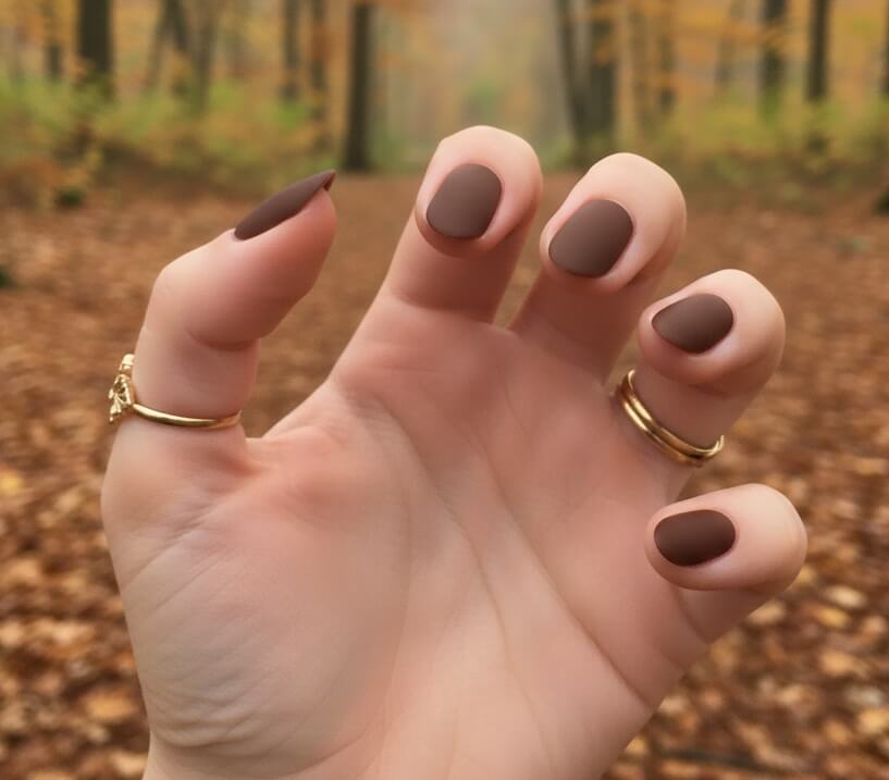 Matte Chocolate Brown Nails
