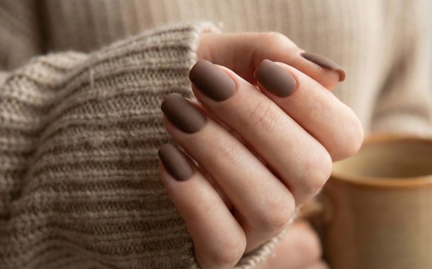 Matte Coffee Bean Nails