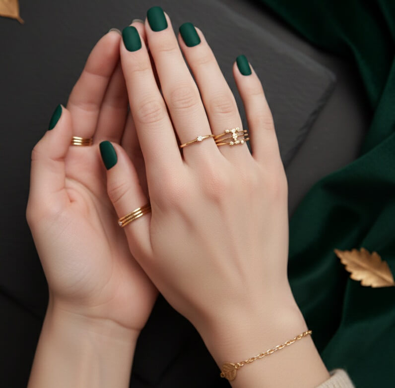 Matte Emerald Green Nails
