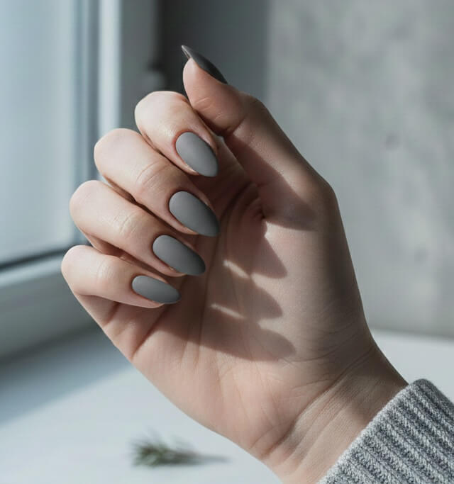 Matte Grey Nails