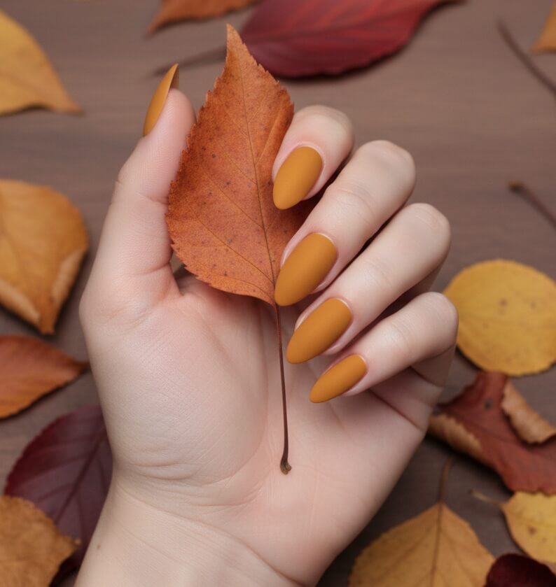 Matte Mustard Yellow Nails