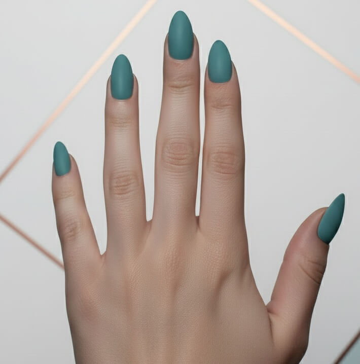 Matte Teal Nails