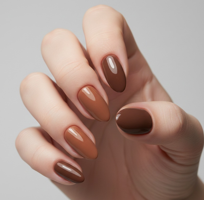 Mixed Brown Shades Manicure