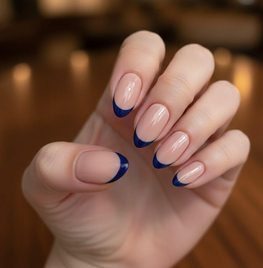 Navy Blue French Tips