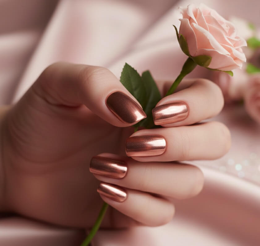 Rose Gold Chrome Nails