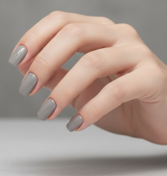 Soft Grey Neutral Nails