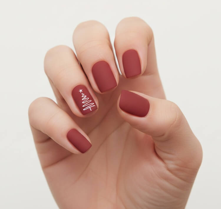 White Christmas Tree on Muted Red