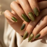 12 Olive Green Nails with Gold Accents That Stand Out: Bold & Chic