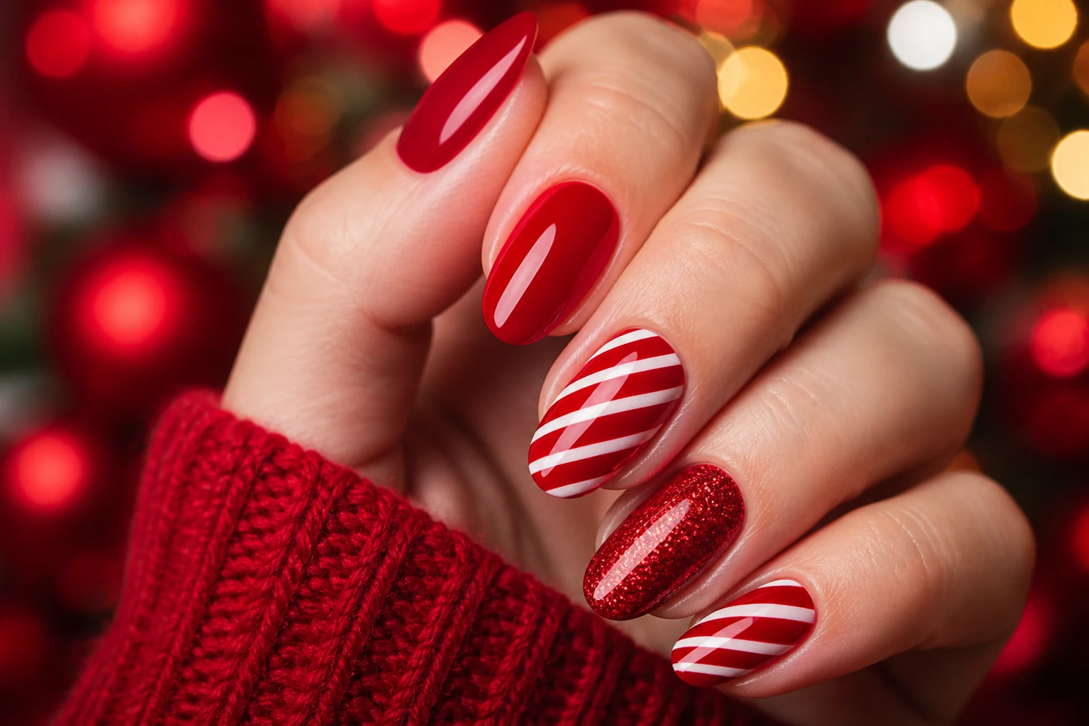 12 Red Christmas Nail Ideas That Spark Holiday Glam