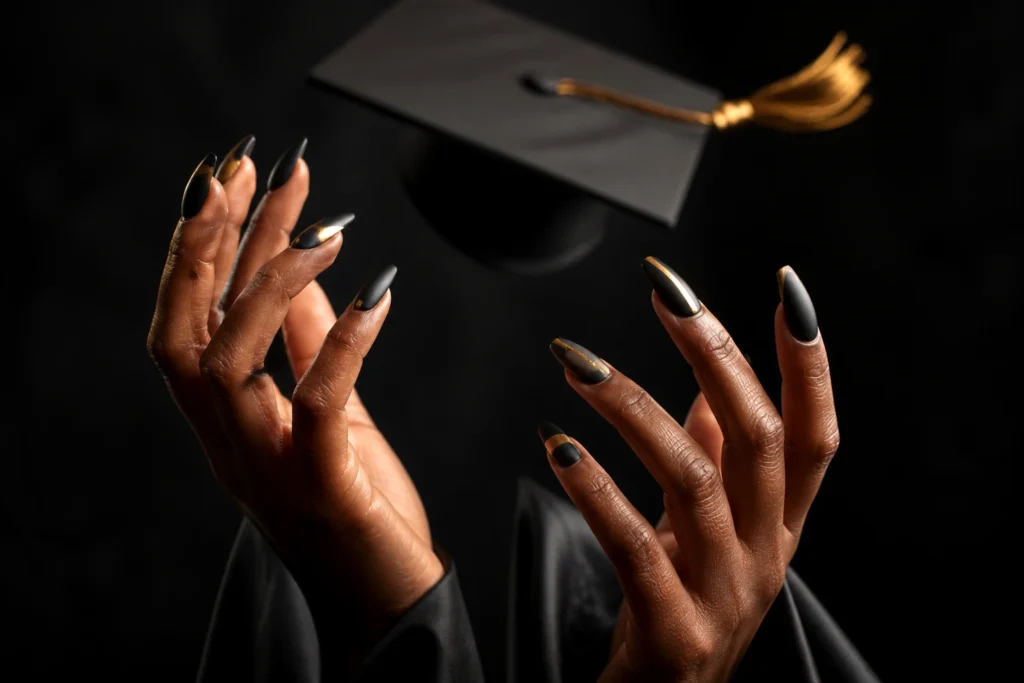15 Black Graduation Nails: Chic Mane Stunners