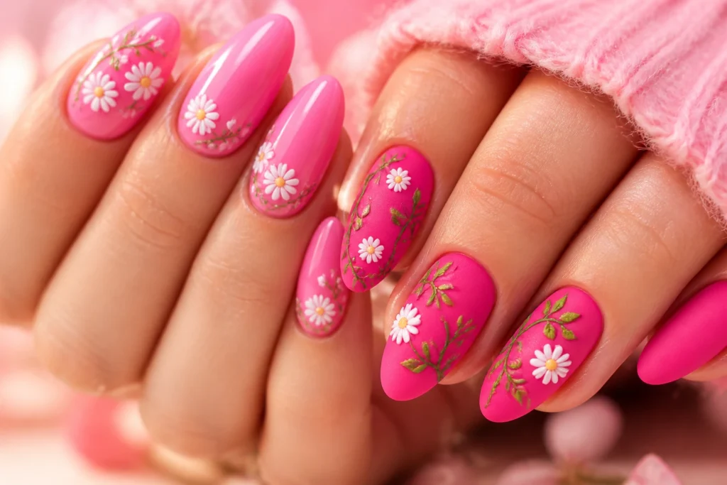 15 Hot Pink Nails with Flowers: Blooming Glow